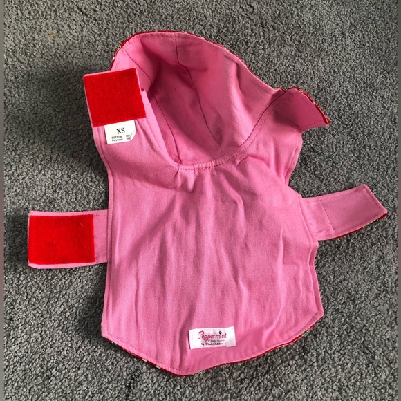 New XS cute polka dots cherry red strawberries dog cat pet rain coat jacket - Picture 3 of 7